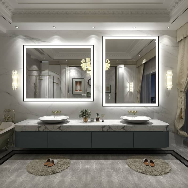 Front & Back LED Anti-Fog Tempered Glass Framed Bathroom/Vanity Mirror 3-Year Warranty