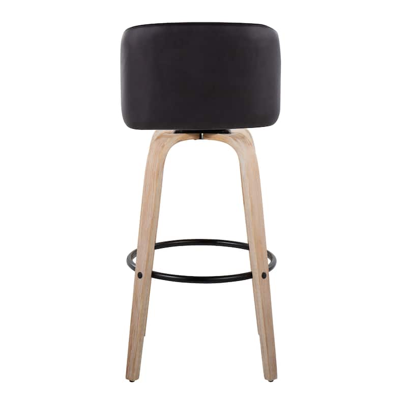 The Gray Barn Vallberga 30" Fixed-Height Bar Stool with White Washed Wood Base (Set of 2)