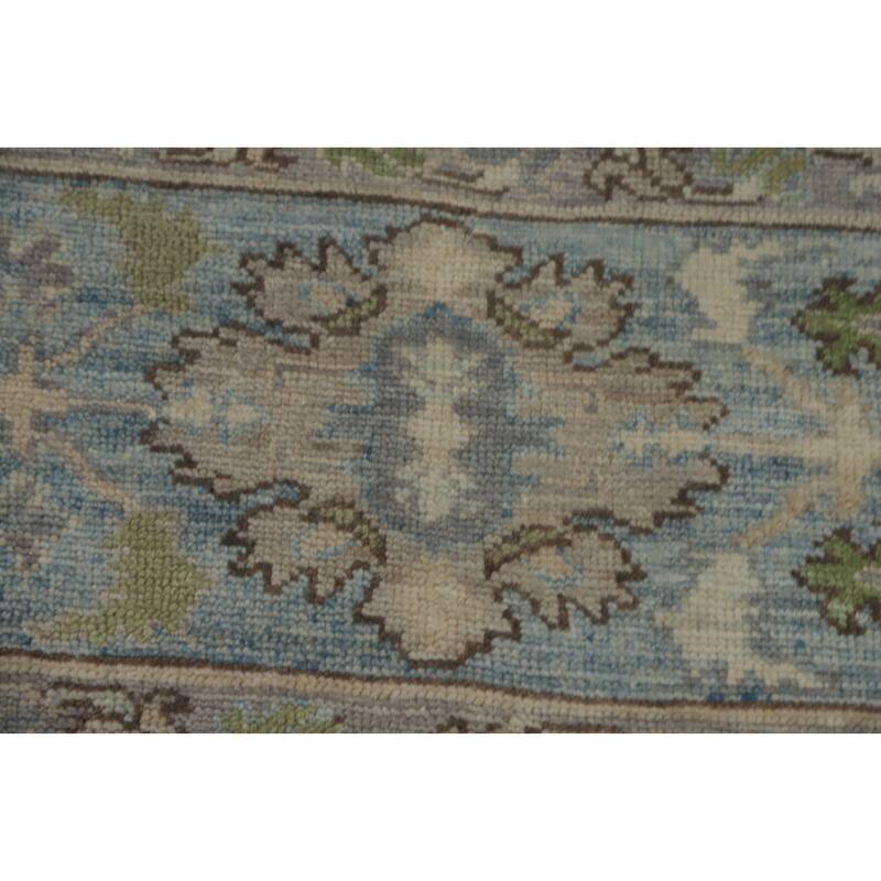 Handmade Wool Oushak Turkish Area Rug, Floral Geometric Carpet - 10' 0'' X 7' 10''