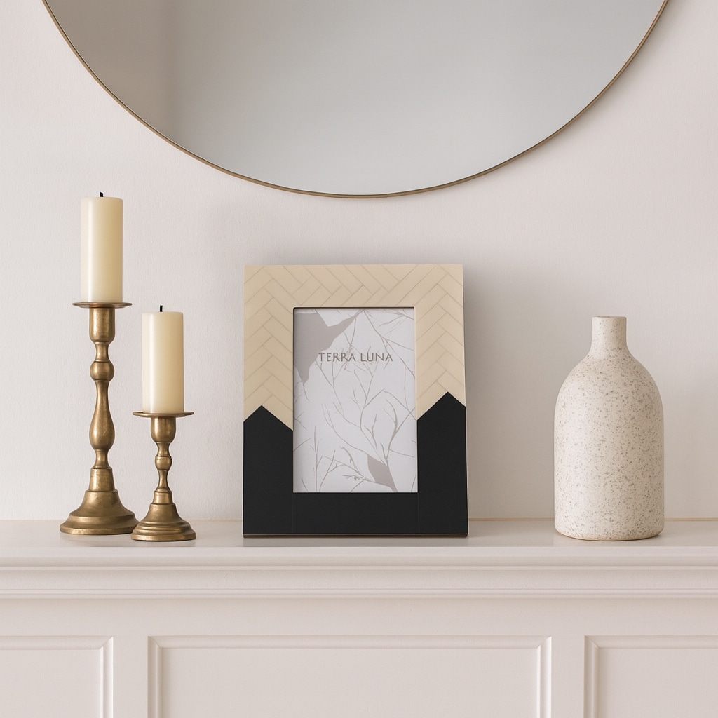 Resin Herringbone 2-Tone Photo Frame - Ivory