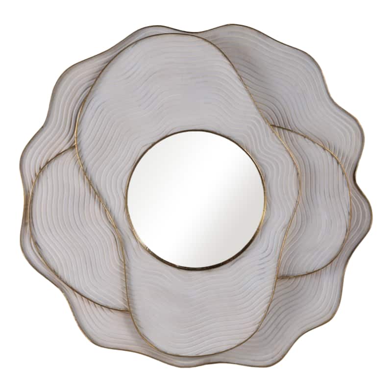 Wood Wall Mirror Decorative Layered Modern Accent Bathroom - 39" Ivory - 39" x 2.5" x 39"