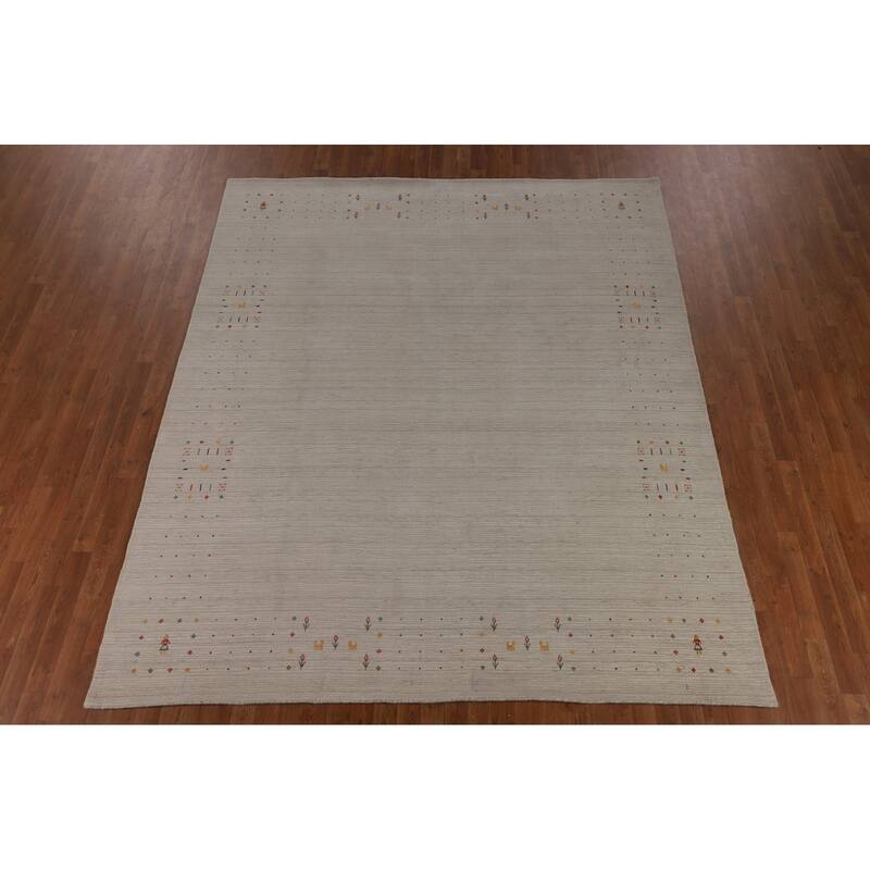 Gabbeh Indian Area Rug Hand-Knotted Wool Carpet - 8'1" X 9'9"