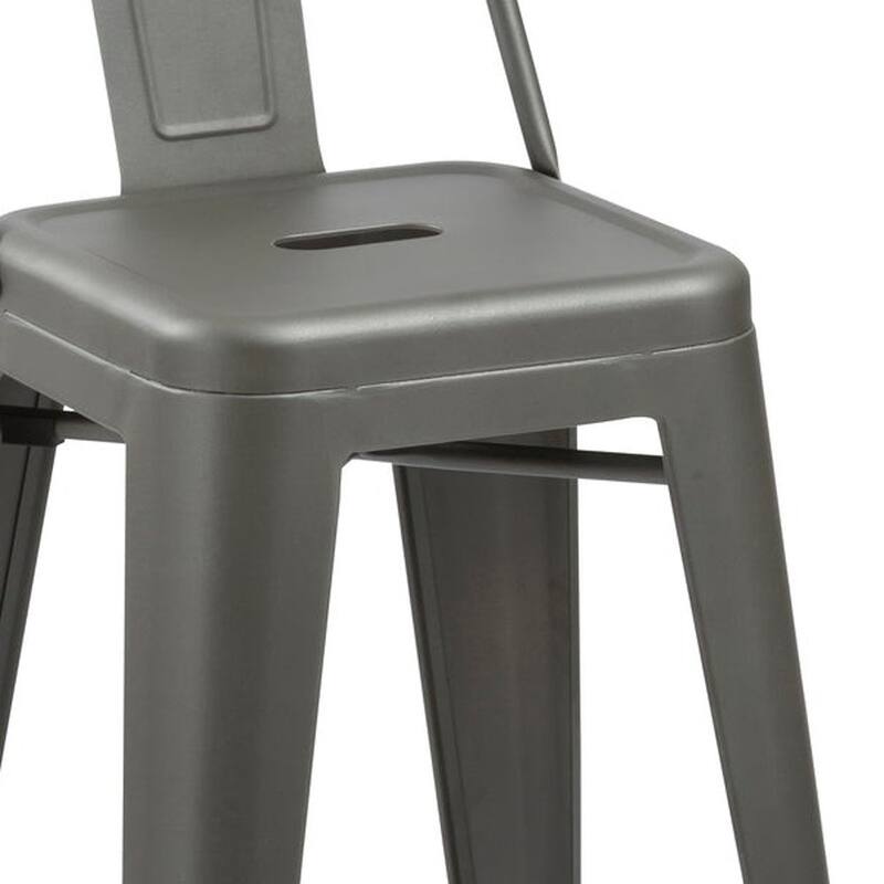 HomeRoots Set of Four 26" Gray Steel and Metal Low Back Counter Height Bar Chairs