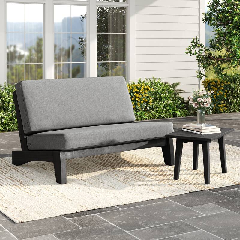 6-Piece Gray Sectional Wood Furniture Patio Sofa - 2Piece-Type 1