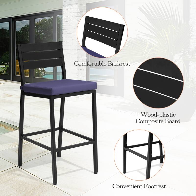 Pellebant Outdoor 2 or 4PCS Barstools with Cushion - 15.9 in D x 17.3 in W x 40.2 in H
