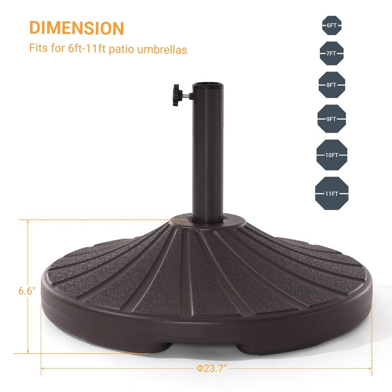 LIVOOSUN 57-90lbs Dark Brown HDPE Plastic Patio Market Umbrella Base