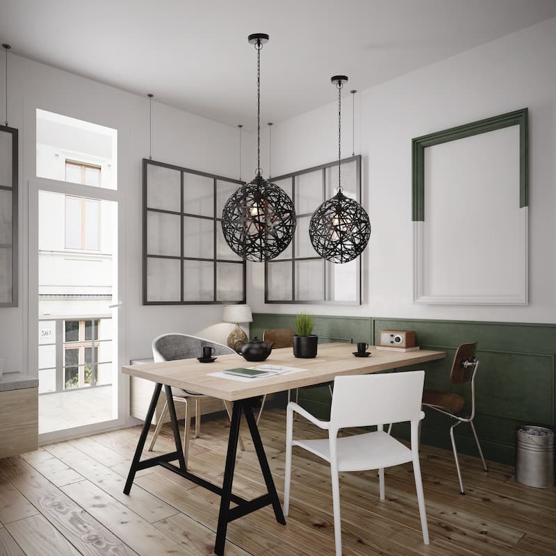 Keanu River of Goods Black Glam Abstract Cutout Metal Pendant Light with Adjustable Hanging Cord - 16.25" x 16.25" x 17.5/76.5"