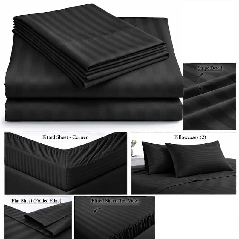 Home Sweet Home Dream Striped 1200 TC Cotton Deep Pocket Bed Sheet Set