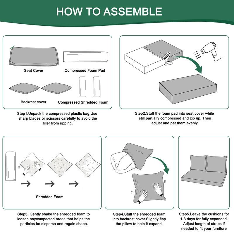 Outdoor Loveseat Cushion Set (Set of 1 Seats,48x24in, 2 Backs,24x18in )