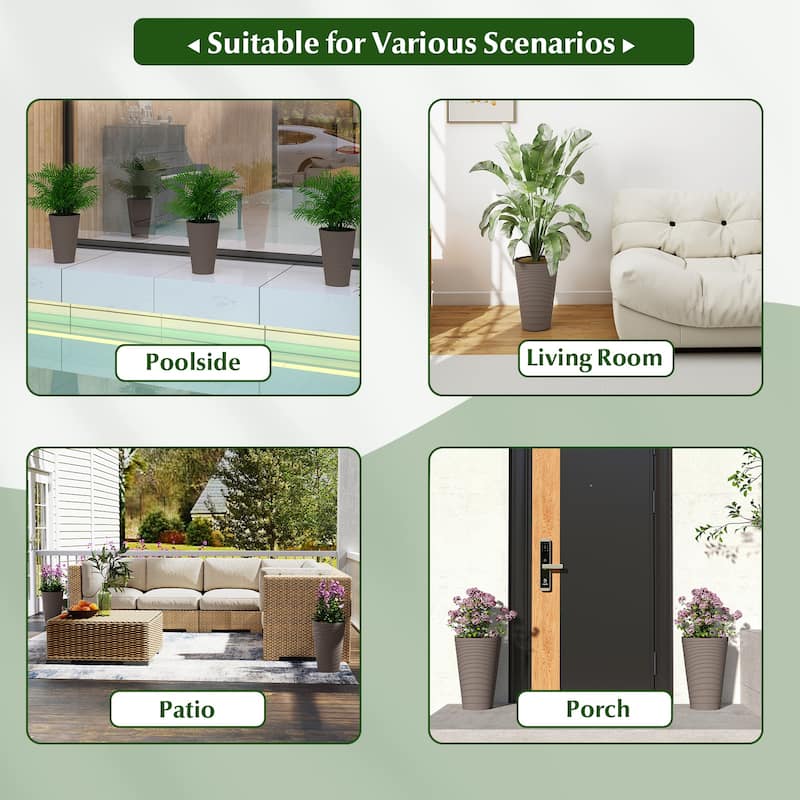 2-Piece Round Outdoor Planter Set with Spacious Inner Pot and Multiple Drainage Holes for Plants - 29.5 cm x 45 cm (Dia x H)