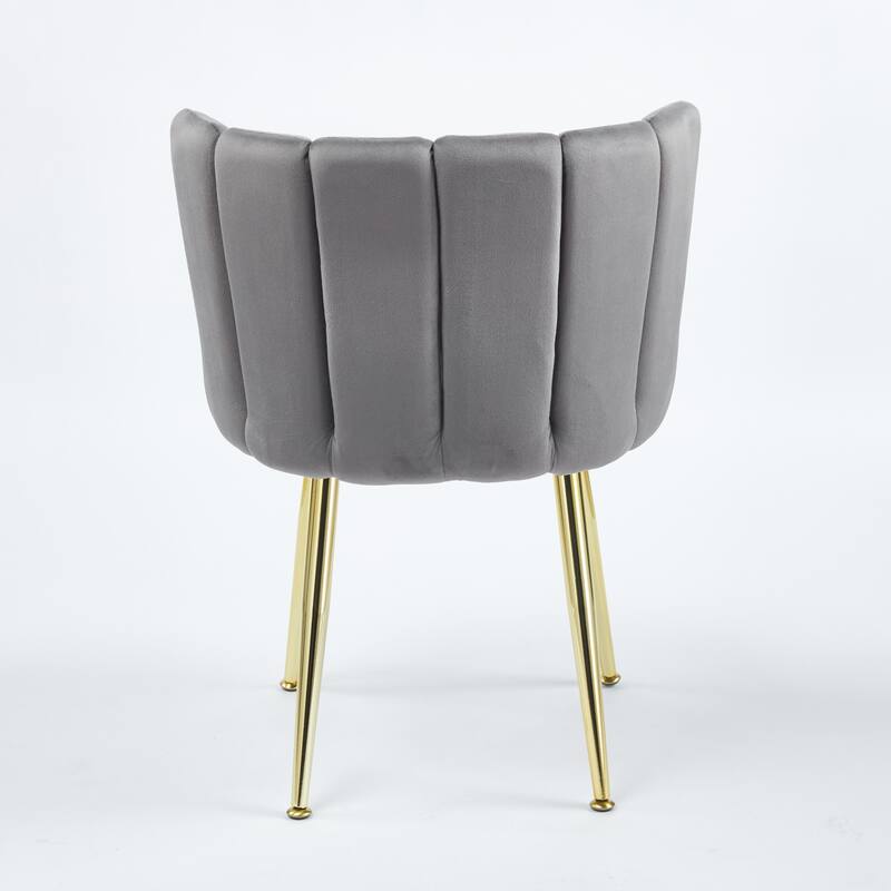 Modern dining chair(set of 2 ) with iron tube golden color legs, velvet and comfortable backrest