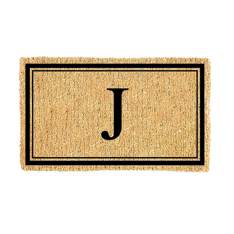 28 in. x 16 in. Monogram Coir Mat, Letter "J"