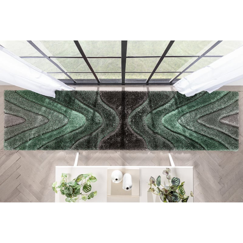 Well Woven San Francisco Luz Geometric Modern Carved Shag Area Rug