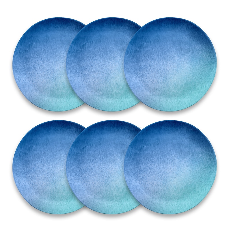 Abode Homewares Oceanic Ombre Melamine Dinner Plate - 10.5" - Set of 6 - 6 Piece