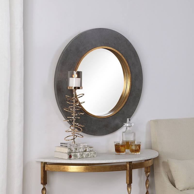 Uttermost Saul 30" Round Urban Industrial Concrete Inspired Wall