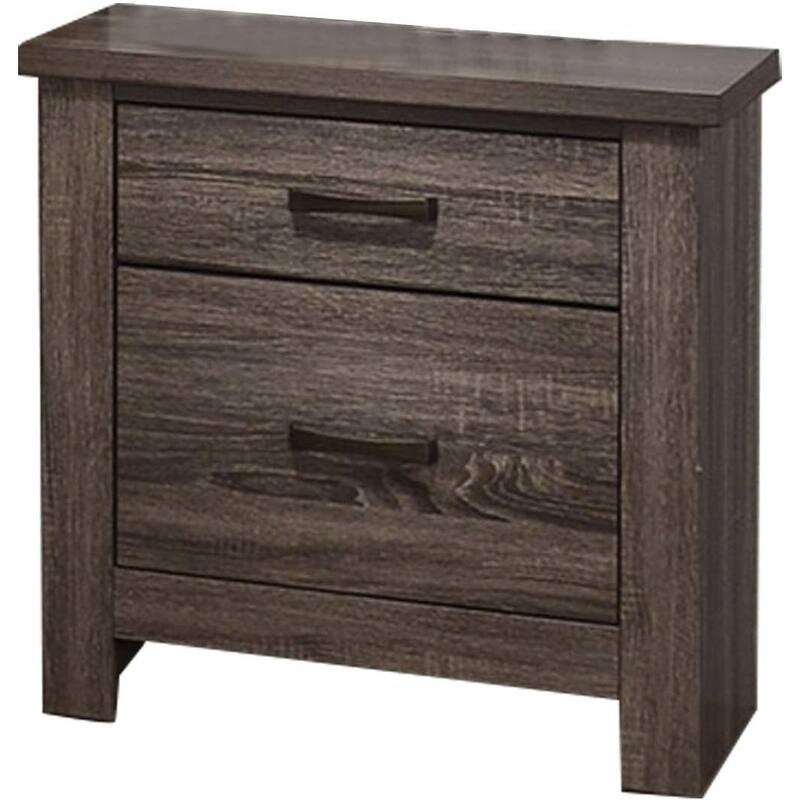 Natural Finish Wooden Nightstand, 2 Drawers, Storage, Bedroom Furniture Essential