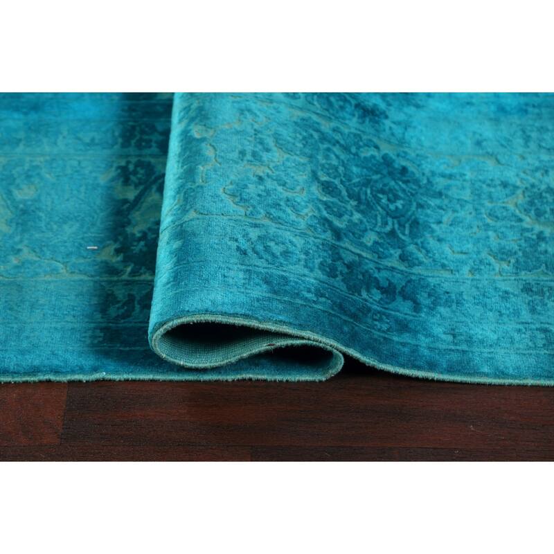 Vegetable Dye Carved Oriental Peshawar Chobi Wool Area Rug Handmade 8