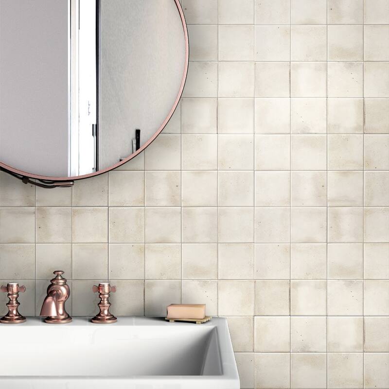 Apollo tile 4" x 4" Antiek Glossy White Ceramic Tile (6.46 sq ft/case) - 60 Pack