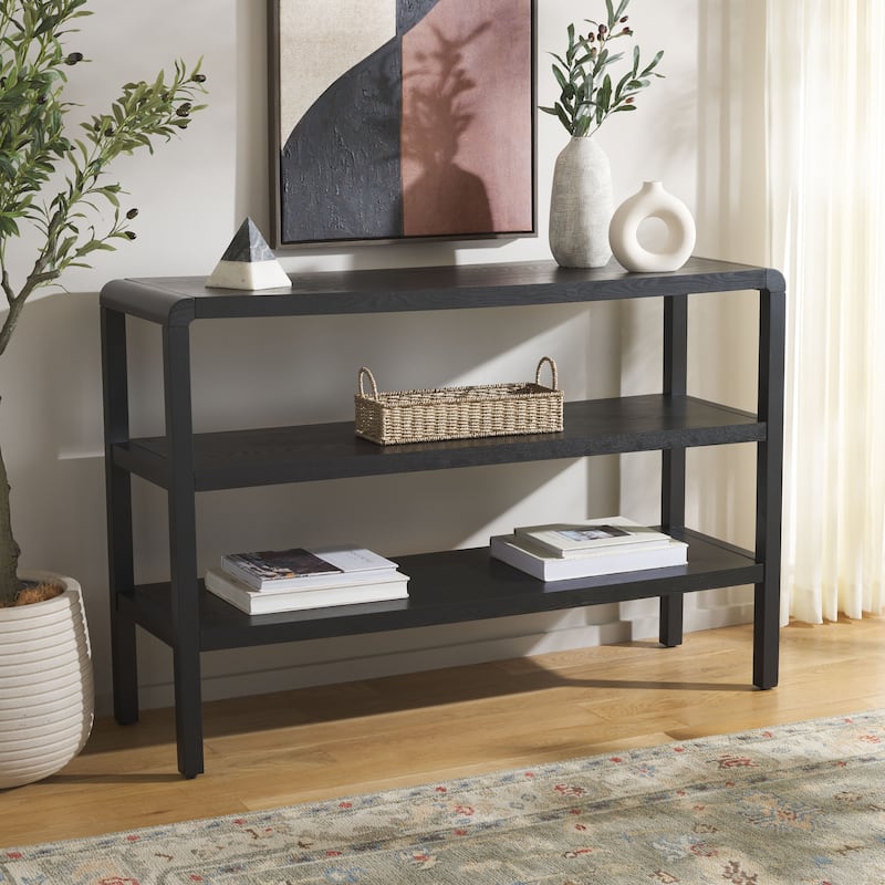 SAFAVIEH Home Omara 2 Shelf Console Table - 53"W x 17"D x 36"H - Black