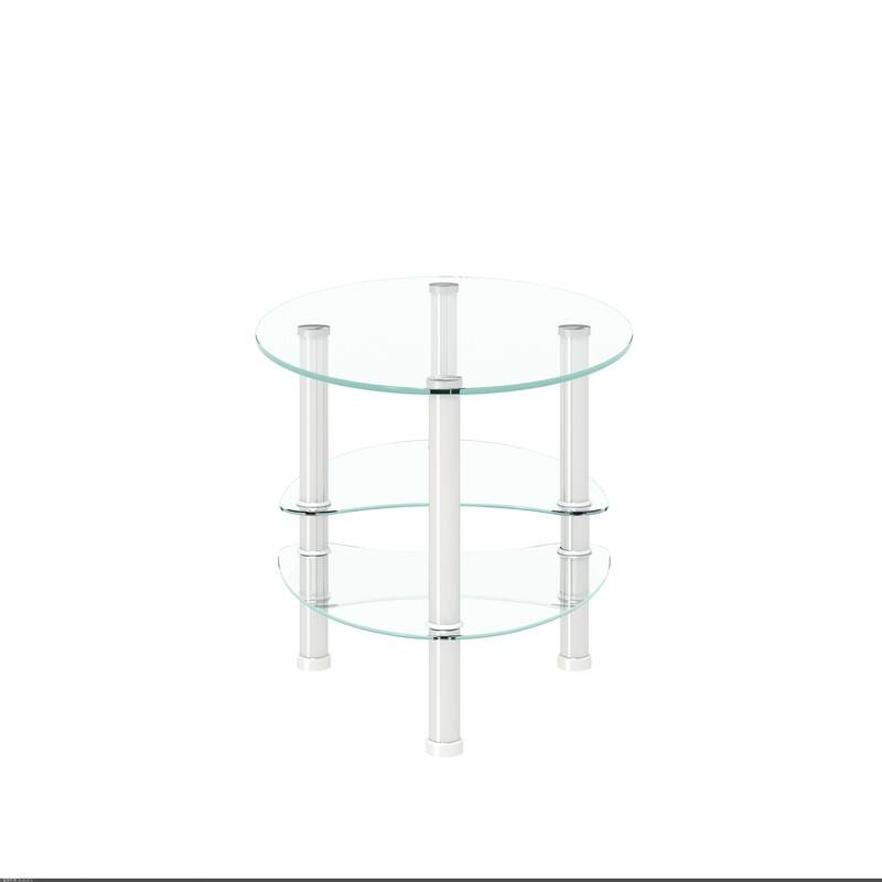 Modern 3-Tier Oval Glass Coffee Table