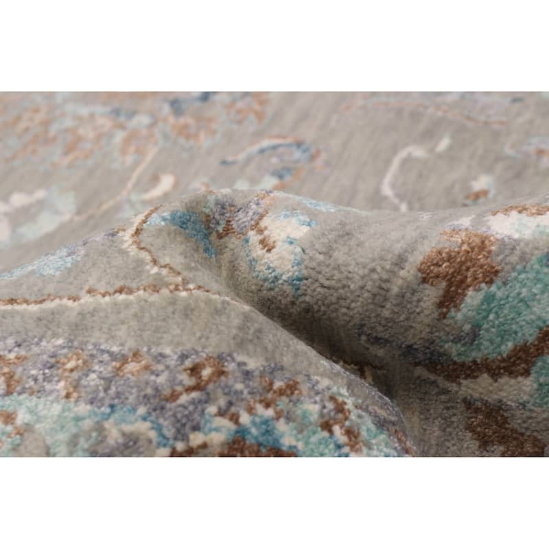 ECARPETGALLERY Hand-knotted Heritage Taupe Silk, Wool Rug - 6'5 x 9'7