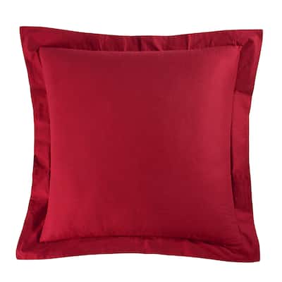 Solid Red Cotton Euro Sham