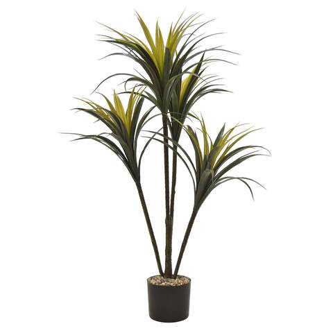 Plutus Brands Faux Yucca Tree Pot in Green Polyurethane