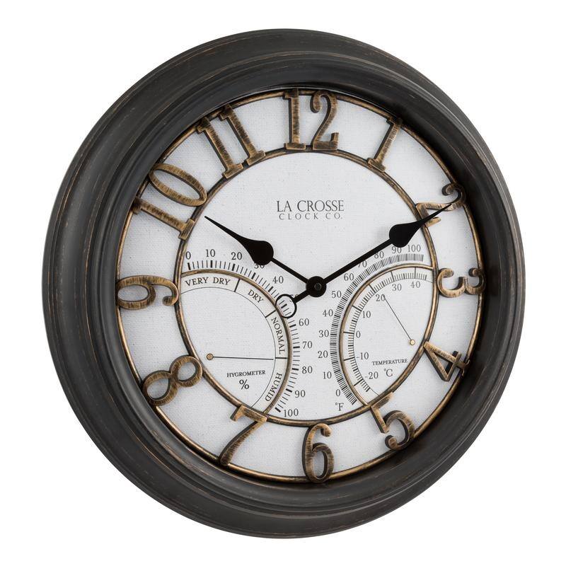 La Crosse 404-4450 19.7" IN/OUT Silent Sweeping Courtyard Quartz Clock