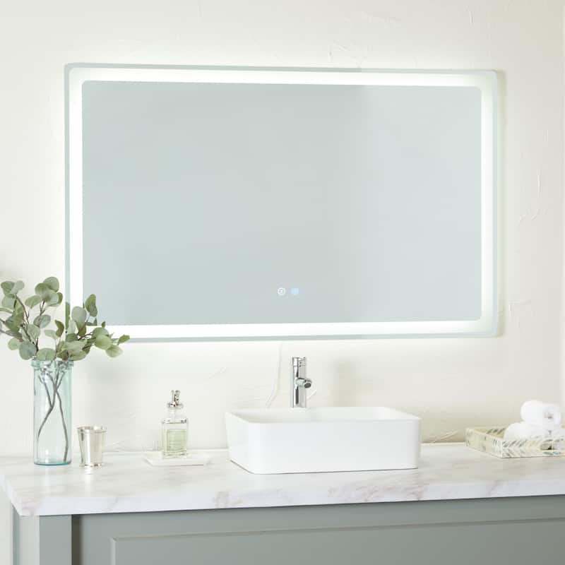Clear Glass Modern Rectangle LED Mirror - MULTIPLE SIZES - 51 x 1 x 32