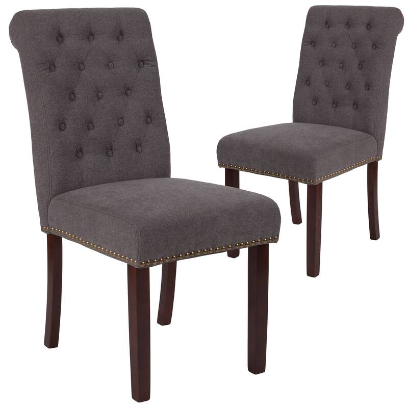 Parsons Rolled Back Accent Nail Trim Chairs (Set of 2) - 18.5"W x 27.5"D x 39.75"H