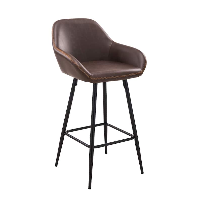 Willow Upholstered Vintage 26in Bar Stool with Metal Legs (SET OF2) - Brown