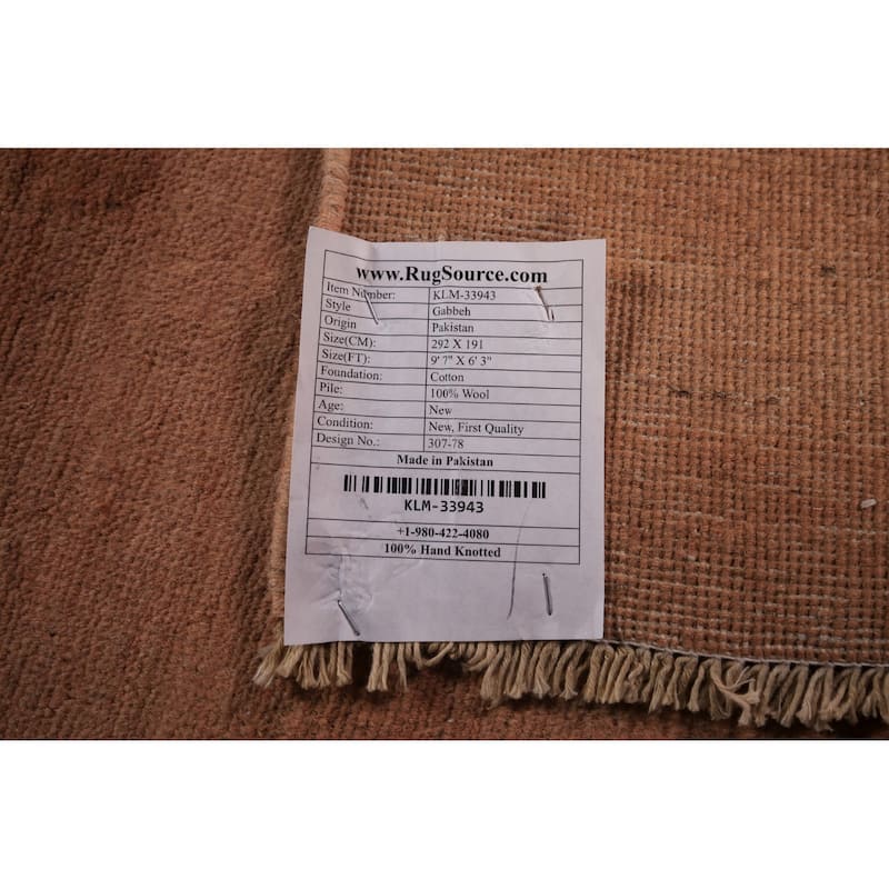 Modern Solid Gabbeh Oriental Area Rug Handmade Wool Carpet - 6'3" x 9'7"