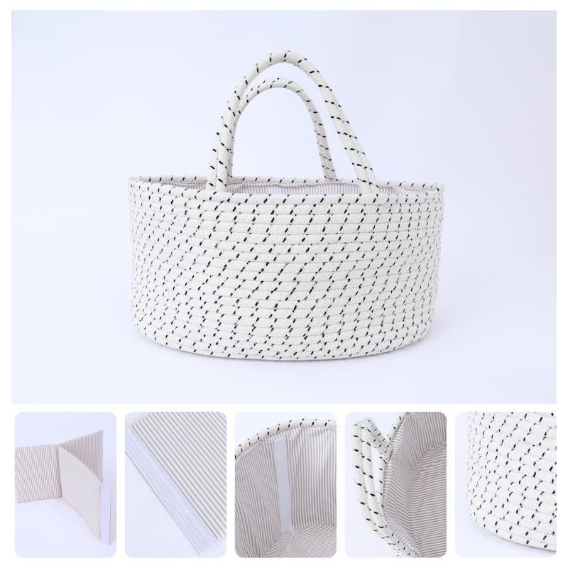1 Pack Woven Storage Basket, Shelf Closet Storage Bin, Organizer Bin - White