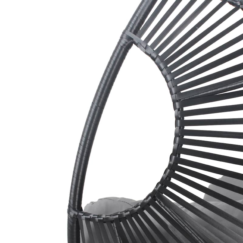 Elegant Arc Back Hanging Egg Chair, 400lb Capacity Patio Swing with 8-Inch Cushion, PE Rattan Outdoor Indoor Chair
