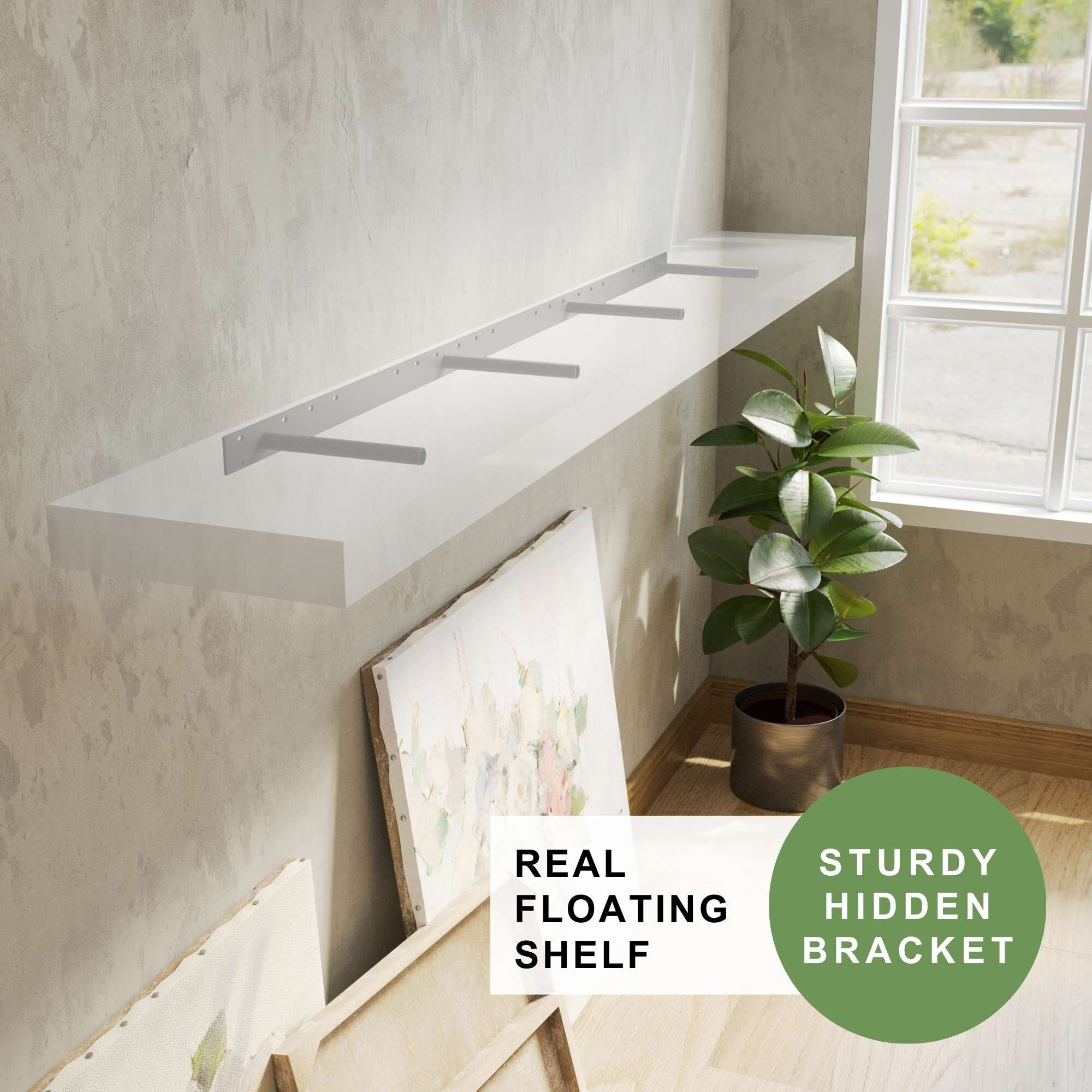 Wallniture Ronda 72 inch Floating Shelf Living Room Shelves Kitchen Storage Shelves White Book Shelf for Wall Bed Bath Beyond 40204037