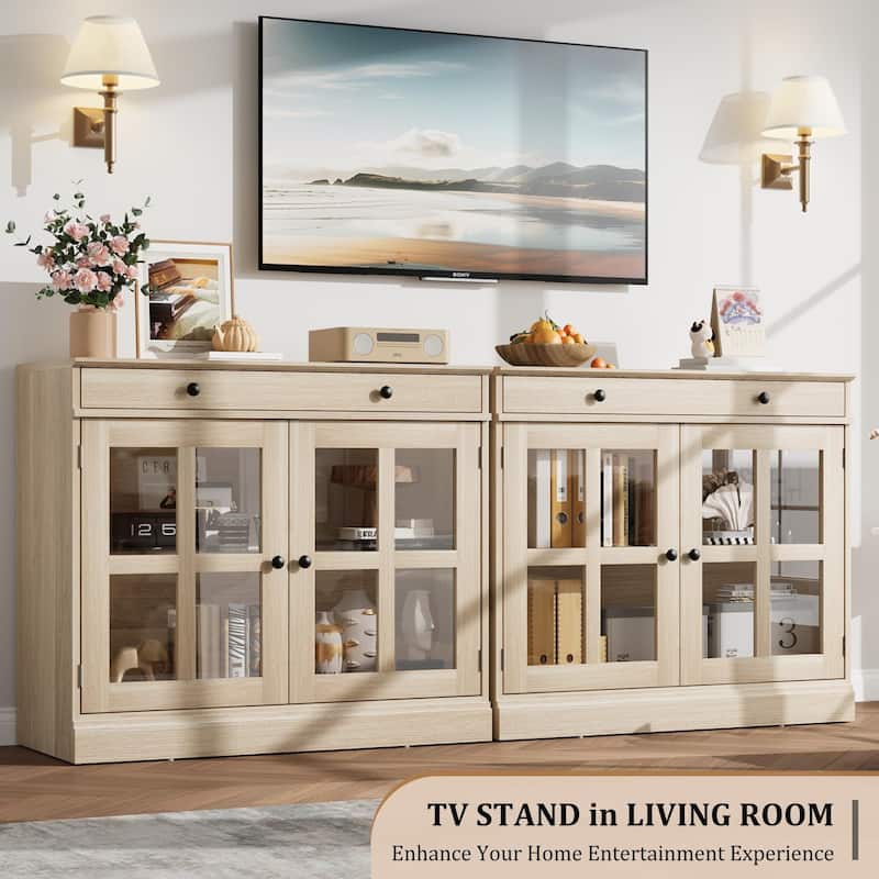 35.4" Sideboard Buffet Cabinets with Glass Door