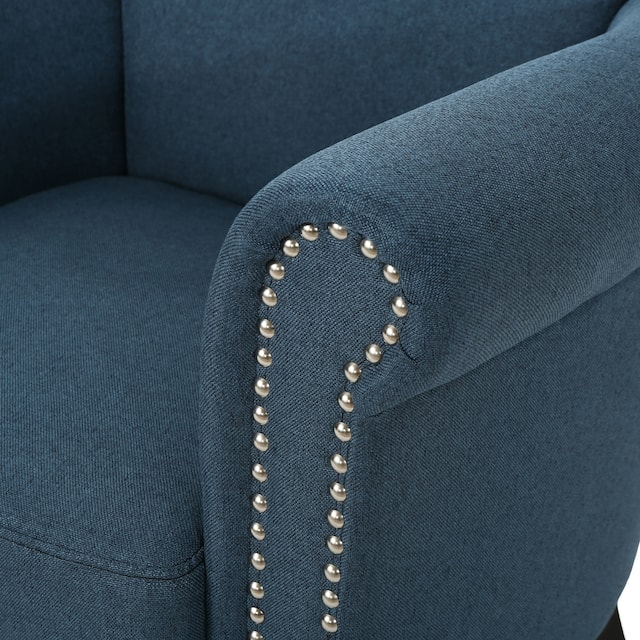 Brice Contemporary Scroll Arm Club Chair with Nailhead Trim by Christopher Knight Home