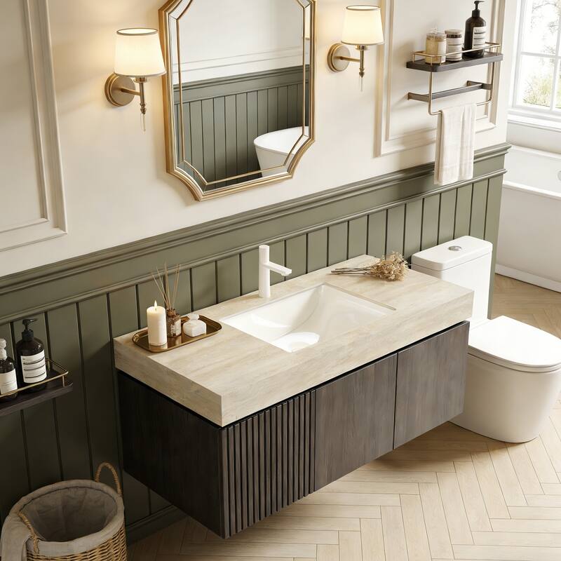 Mondern Floating Bathroom Vanity with 1 Pre-drilled Faucet Holes