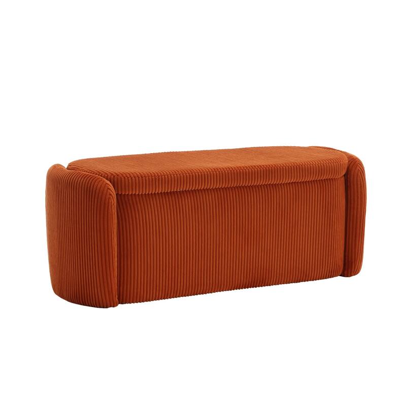 Bedroom End Bench,Upholstered Fabric Storage Ottoman with Safety Hinge, Entryway Padded Footstool,