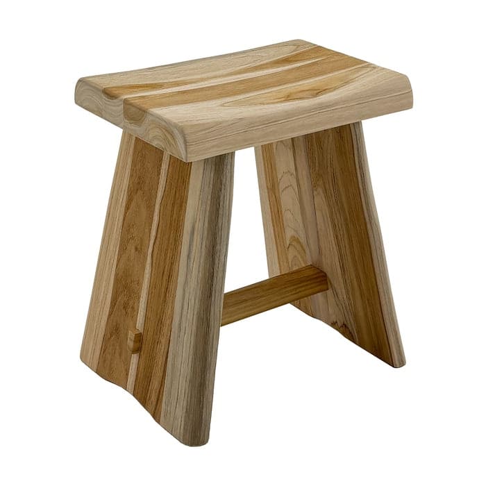 Nordic Style Teak Stool with Curved Seat