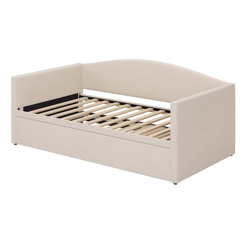 Upholstered Space-Saving Twin to King Daybed with Extended Pop Up Trundle