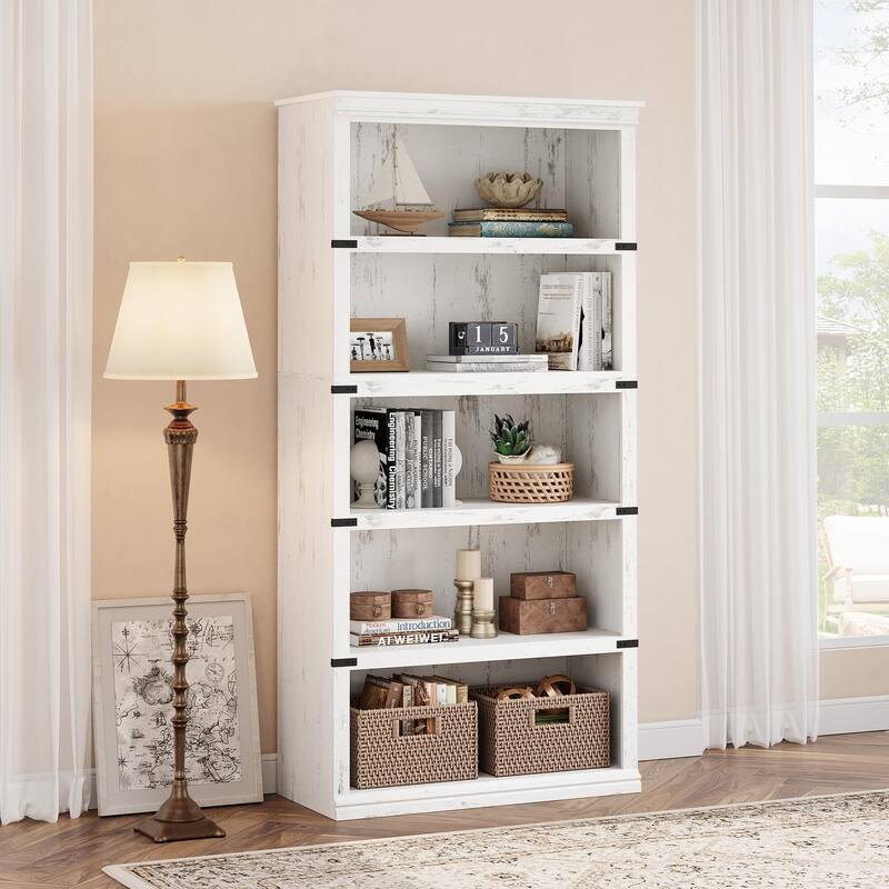 5 Tier Bookcase Modern Farmhouse Book Shelf