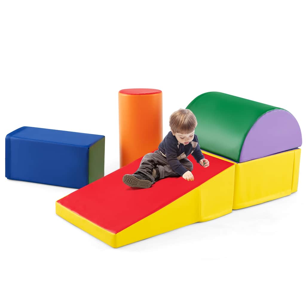 Gymax 5 PCS Kids Climb & Crawl Activity Playset Soft Foam Block