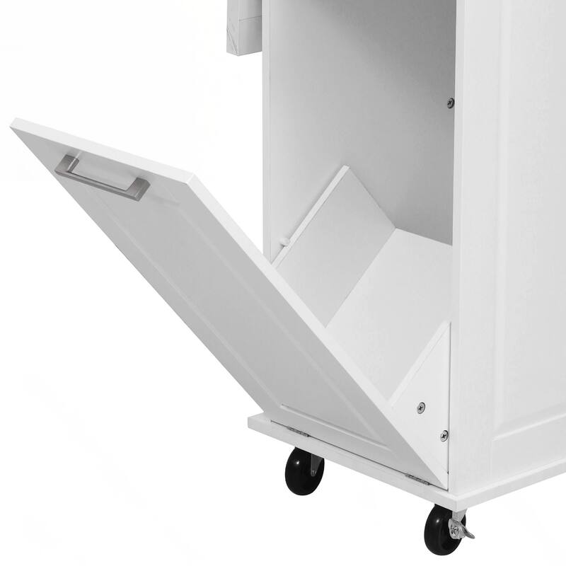 Kitchen Island with Storage Tilt Trash Can Cabinet and Pull Out Cabinet Organizer