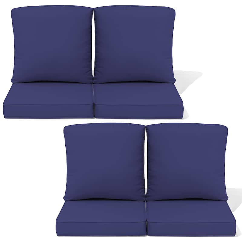 21 W in x 22 D in. Outdoor Deep Seat Chair Cushion Set Dining Patio Chair Pad Set - 4-Seater - Navy Blue