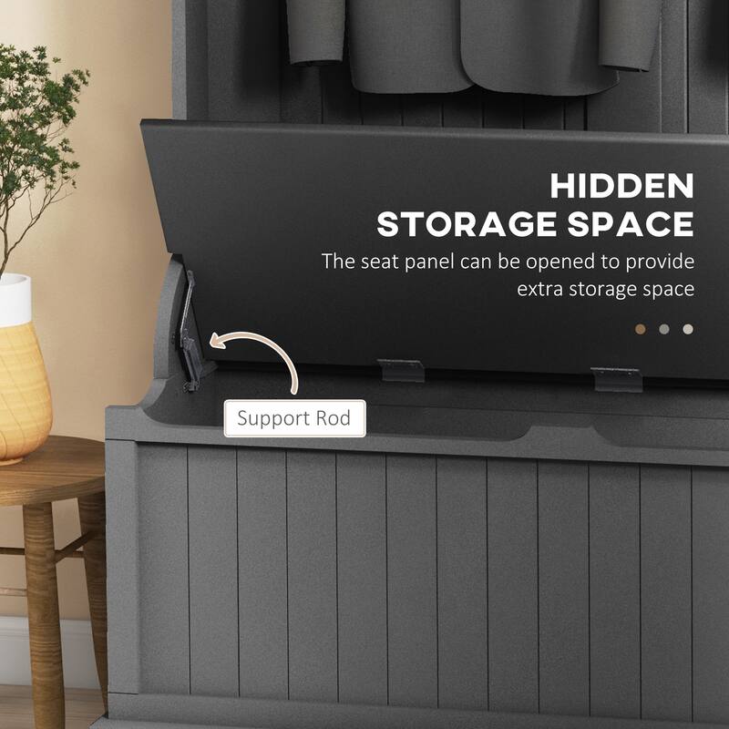 38" 3-In-1 Coat Rack with Storage Bench,Four Hooks and Shoe Storage