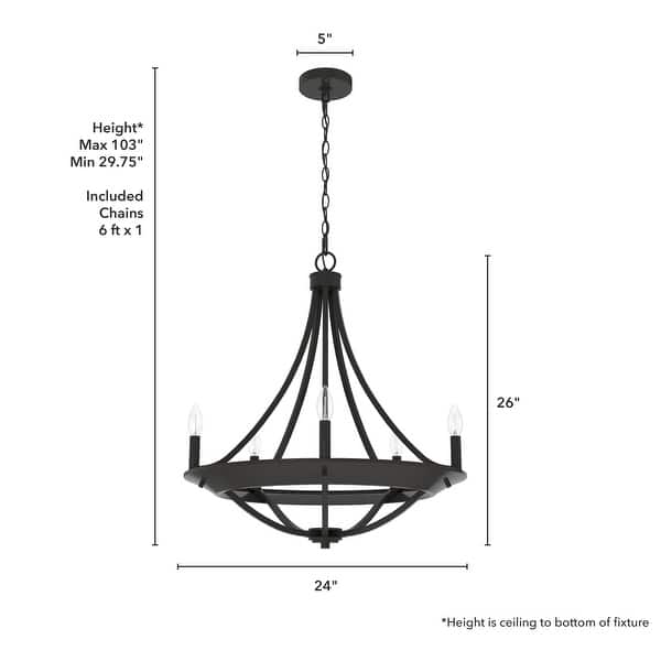 dimension image slide 3 of 6, Hunter Perch Point Chandelier, Wheel, Candle, Dining Room, Entry, Modern Rustic, Industrial