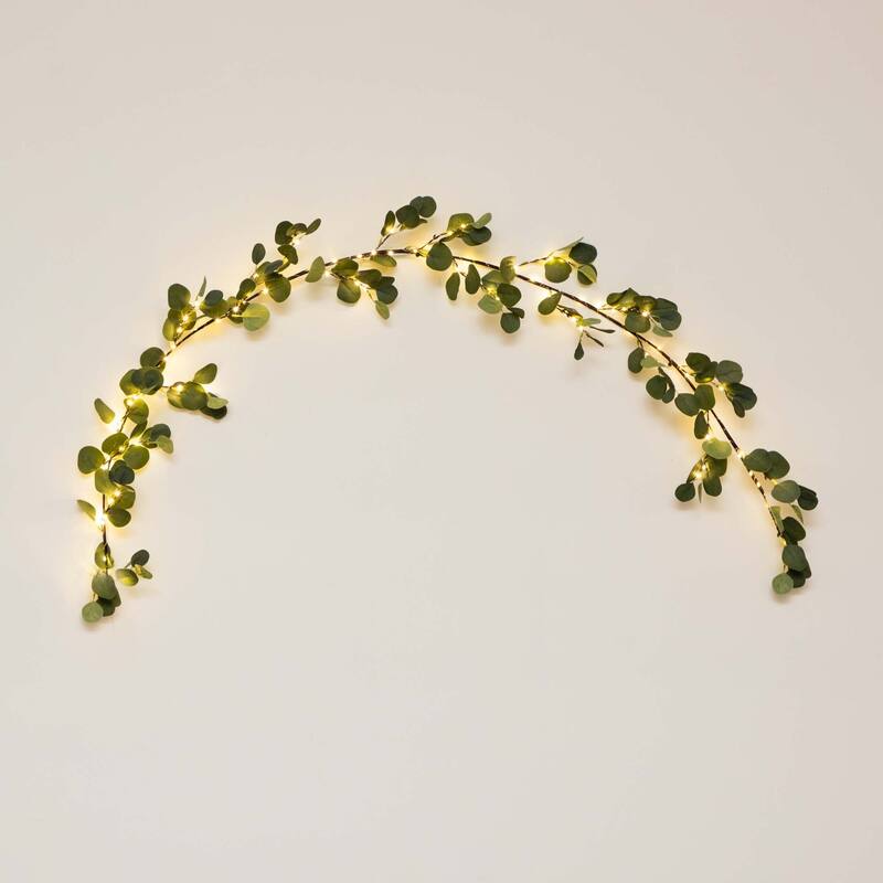 Pre-Lit Eucalyptus Artificial Christmas Garland - 6.5' x 11" - Warm White Lights