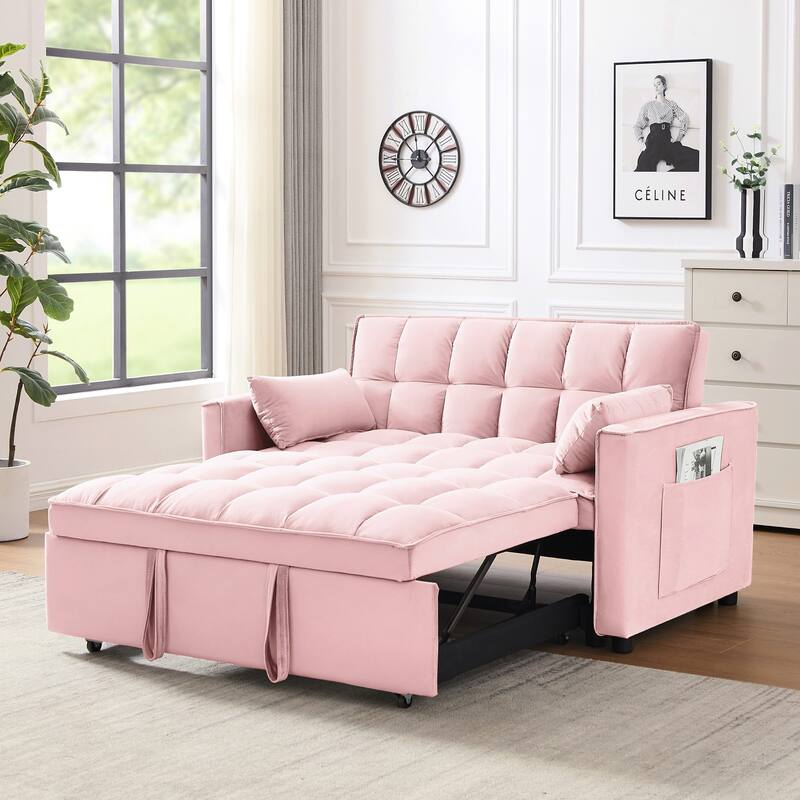 Modern Velvet 3-in-1 Convertible Sofa Bed