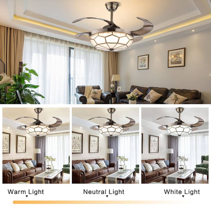 42'' Tiffany Style Classic Ceiling Fan Light with Remote - 42 Inches